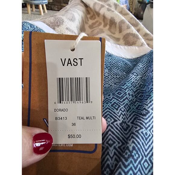 NWT Vast Mens Boardshorts Blue White Pattern Size 36 Swim Surf Waterboarding - Picture 7 of 7